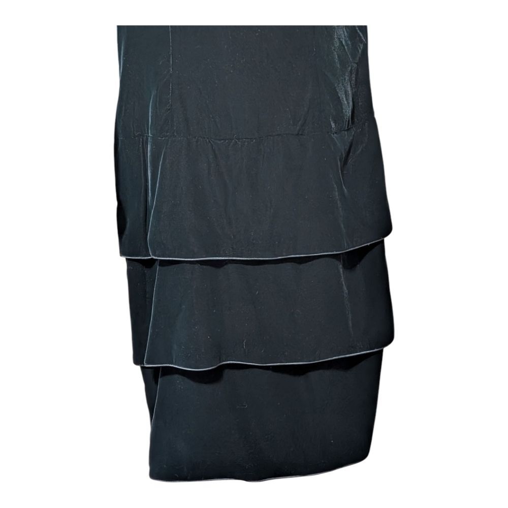 Vintage Maggy London green Velvet Tiered Dress size 12 Long Sleeves - Picture 8 of 10